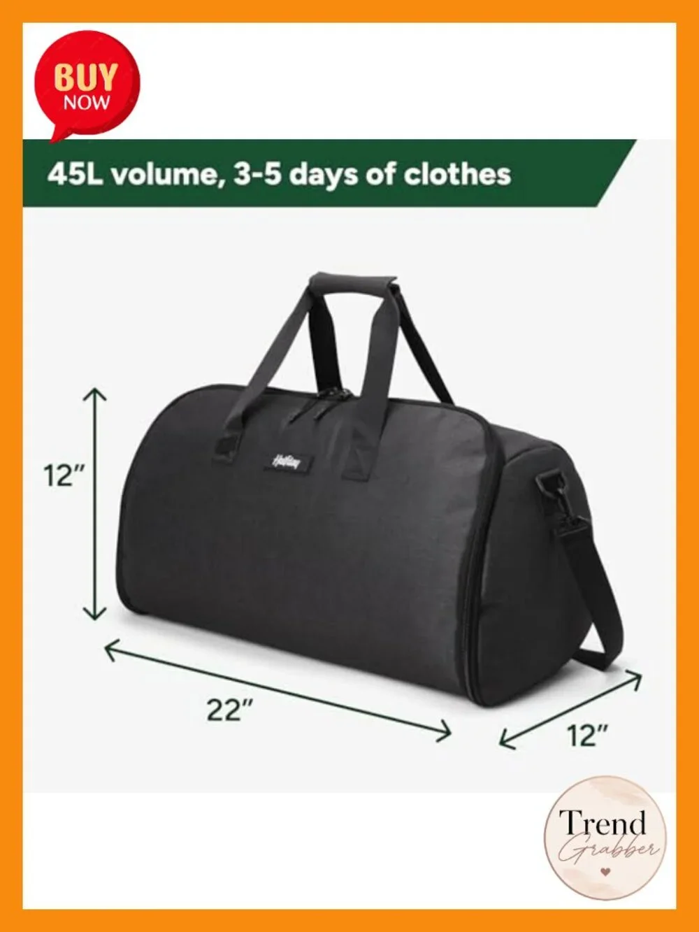 2-in-1 Convertible Garment Duffel 45L Carry On with Shoe Pockets